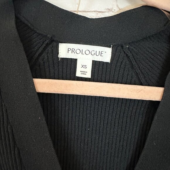 Prologue Black Ribbed Long Cardigan Sweater Size XS‎ - Picture 2 of 4